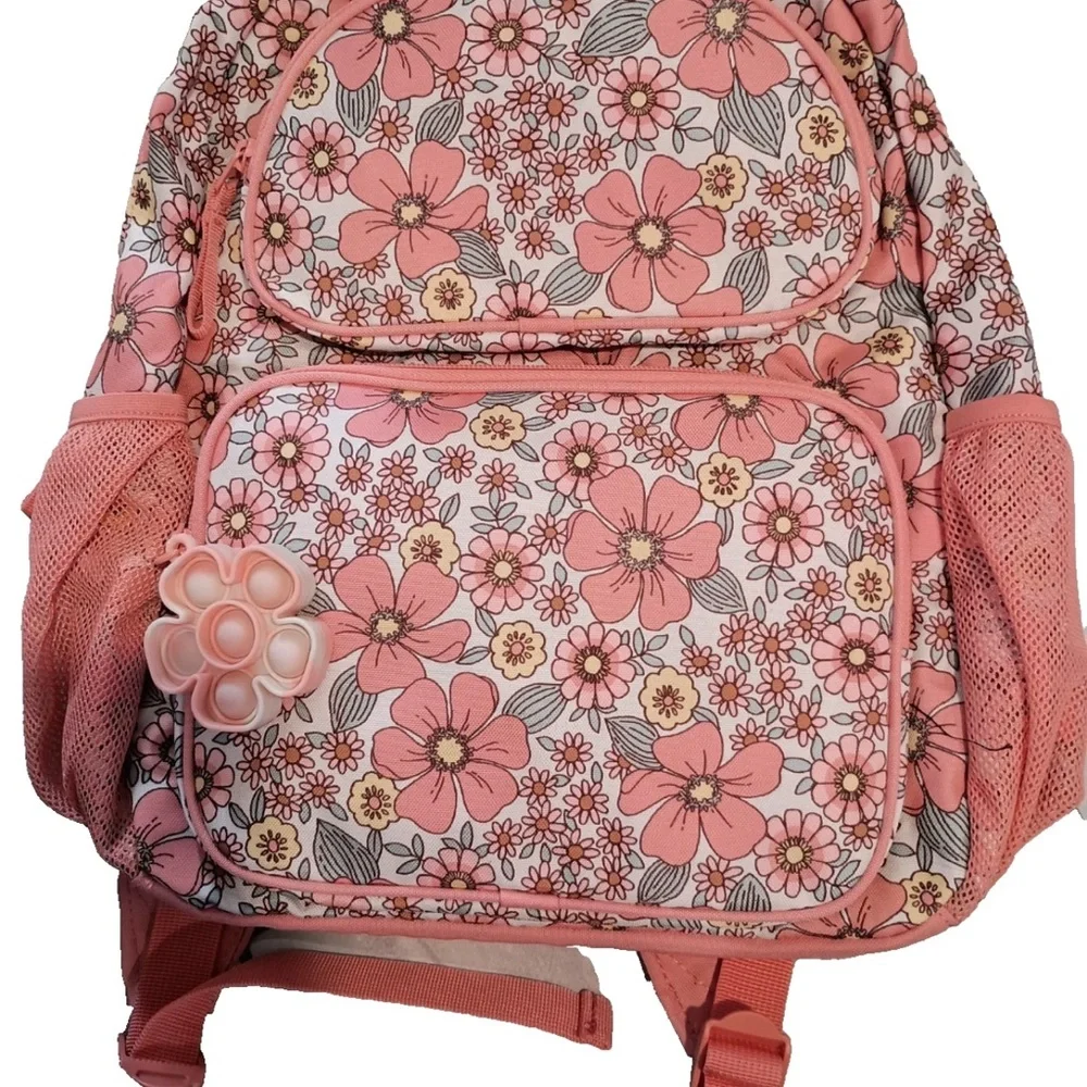 Kids' 16 Floral Two Pocket Backpack - Cat & Jack™ Coral Orange